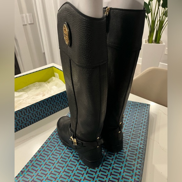 Tory Burch Teresa Black Leather Riding Boot Size 9 - Picture 4 of 6